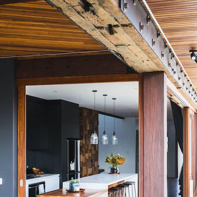 Recycled wood roof beams