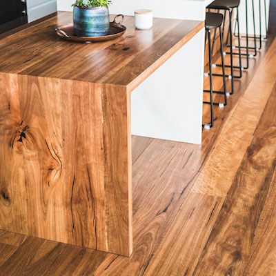 Kitchen with recycled timber flooring